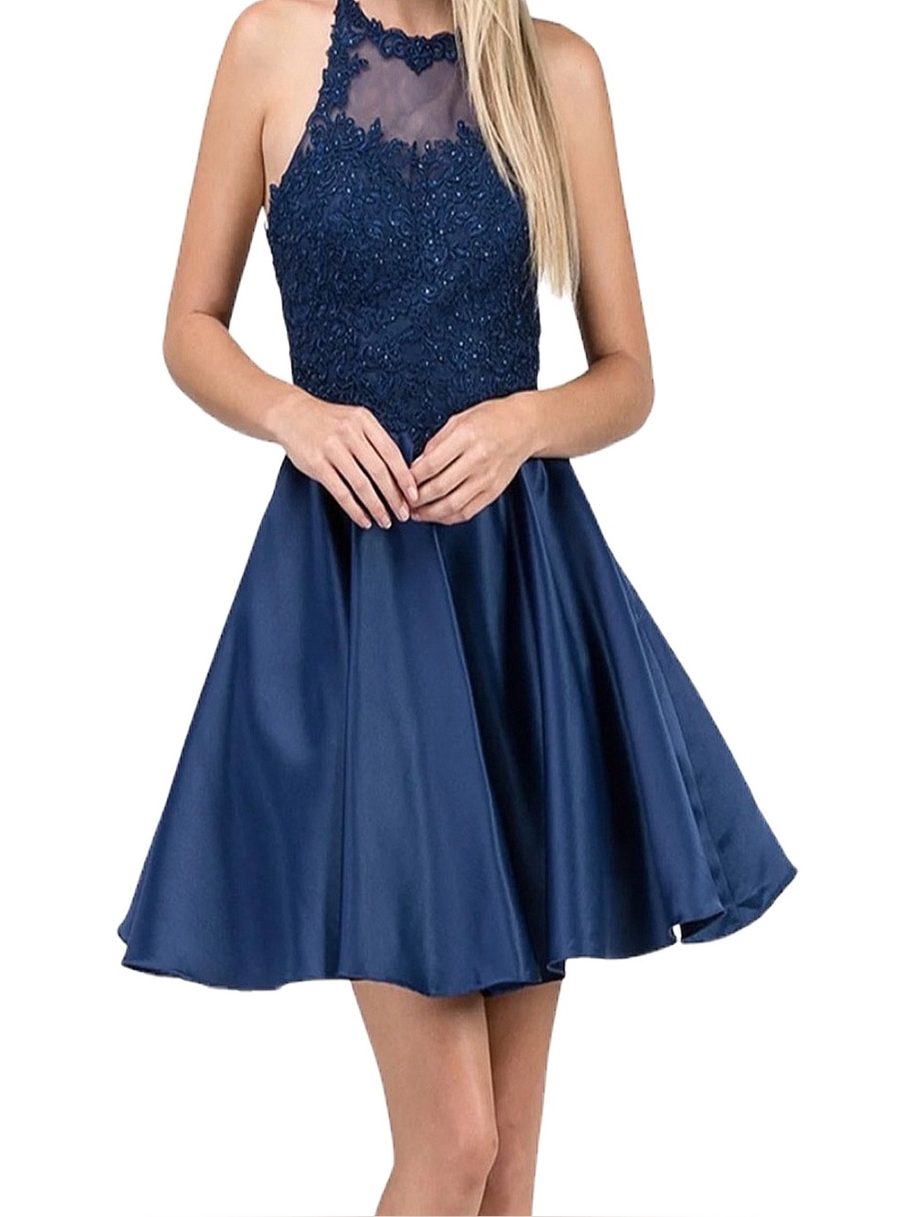 DANCING QUEEN Women's Halter A-Line Homecoming Cocktail Dress Size Large